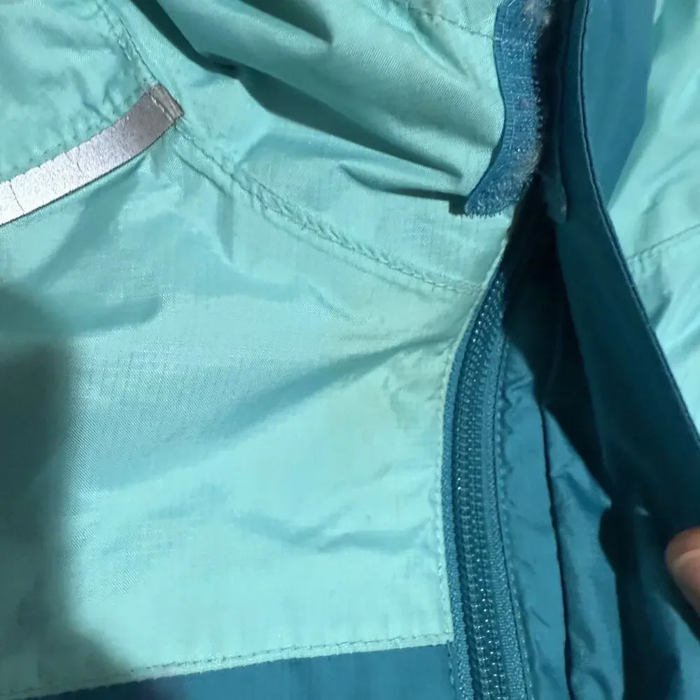 L.L.Bean Jacket Kids S 8 Blue Colorblock Trail Model Fleeced Hooded Rain Outdoor